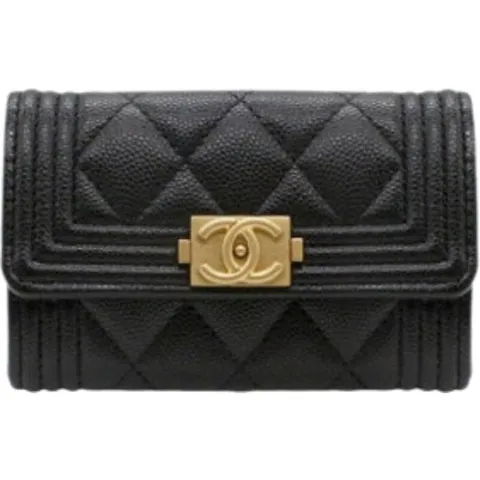 샤넬 보이 금장 플랩 캐비어 A80603 B01490 94305 블랙 똑딱이 카드홀더 +할인쿠폰