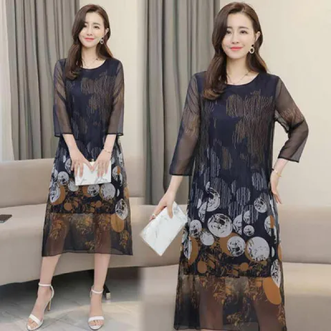 아트박스/더로라 [예안나] 쉬폰 원피스- 커브써클 원피스 YE0012