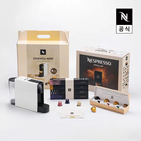 [현대백화점] 네스프레소 오리지널 스타터팩 에센자미니 C30 에스프레소 캡슐커피머신 화이트 블랙