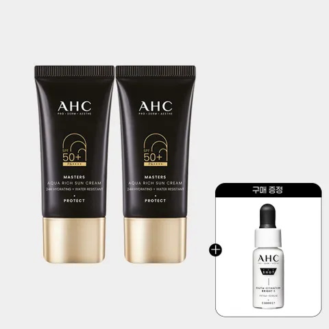 [AHC] 마스터즈 아쿠아리치 선크림 듀오세트(30ml)+(증정)프로샷 세럼 5ml +할인쿠폰