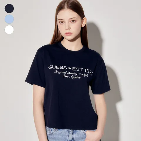 [게스] 유니 세미오버 에어로쿨 레터링 반팔티셔츠 MP2K9491 +할인쿠폰