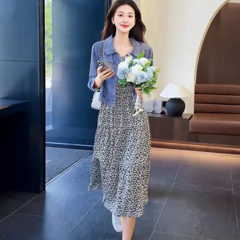 [ 플러스샵][쉐바] 데님숏재킷+원피스