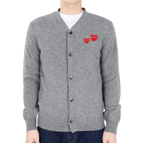 [꼼데가르송] 24 S/S 남성 더블 하트 와펜 가디건(그레이) P1 N072 MED GRAY