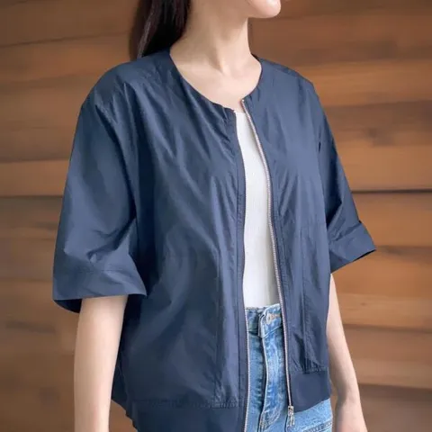 아트박스/신상오픈런 여성용 여름 집업 나일론 점퍼 빅포켓 반소매 +할인쿠폰