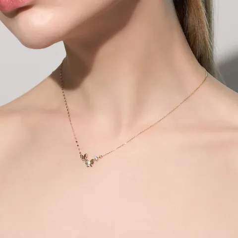 [새미쥬얼리] 14k 버터플리 큐빅 목걸이