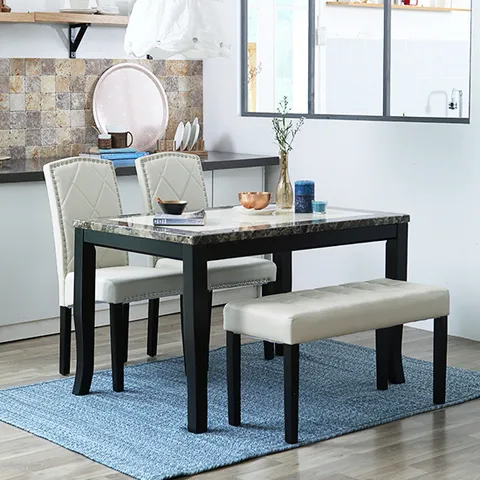 [베스트리빙]데미안 코코 4인 대리석식탁세트(벤치형)C56