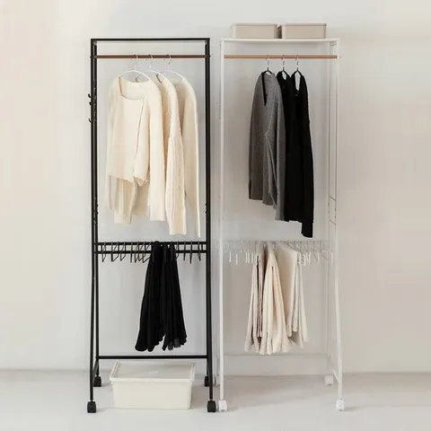 리빙숲 철제 올인원 상하의 멀티행거/드레스룸행거/원룸행거