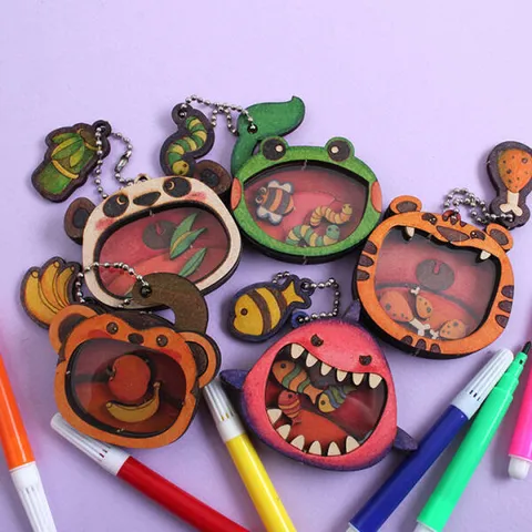 아트박스/호사문구 [아이디몬] 우드 DIY 동물쉐이커 사인펜세트