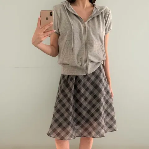 아트박스/신상오픈런 여성 도트 디자인 배색 숏 퍼프 집업 여름용 +할인쿠폰