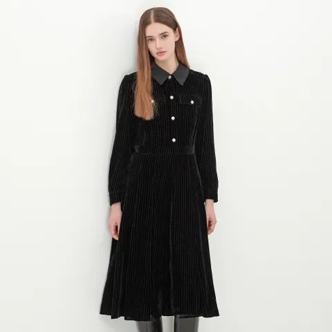 [KEITH] 벨벳 롱 플리츠 원피스 KE25W1FRDS399 +할인쿠폰