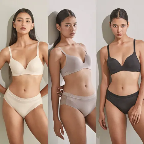 플레이텍스 노와이어 시크릿밴드 브라팬티 6종 [베이지+코코아+블랙] PXW4O434546_T