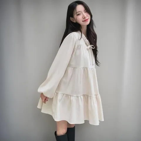 |KHO5887|여성 벨벳 미니 원피스 핀턱 셔링 러블리 디자인