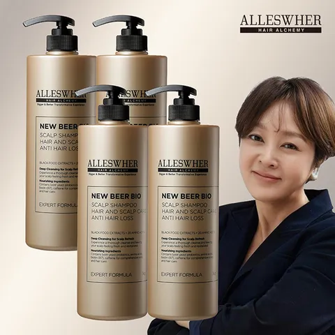 뉴(NEW) 알레스버 비어 바이오 스칼프 샴푸 대용량(1kg) 4통