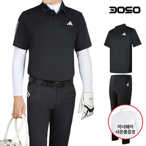 [삼공오공]골프코디 아디다스 골프웨어 남성 골프티셔츠+바지 세트/이너웨어사은품/ADMJA