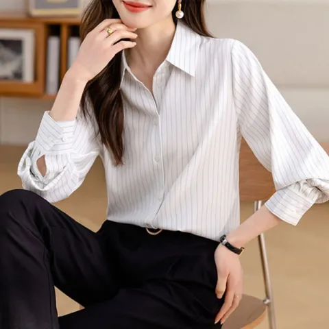 블라우스 브라우스 셔츠 CESS 9874 스트라입 카라