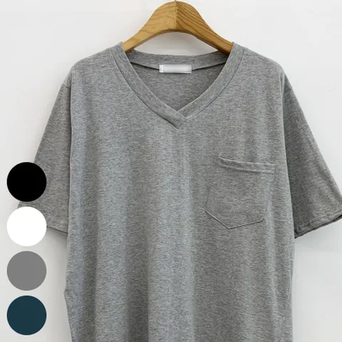 [시드마켓] 브이넥 무지 포켓 반팔티 303G657S 빅사이즈 여성