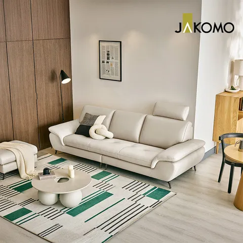 [자코모] 트레뷰 3.5인 천연면피 소가죽 소파+스툴