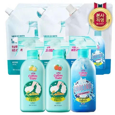 온더바디 발을씻자 풋샴푸 510ml용기1개+500ml리필2개 (레몬/자몽/쿨링 택1)