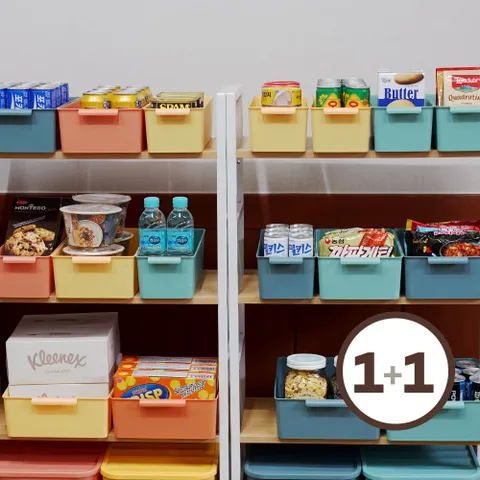 핸들러 바스켓 컬러블 M 1+1 손잡이형 수납 정리함 리빙박스 펜트리