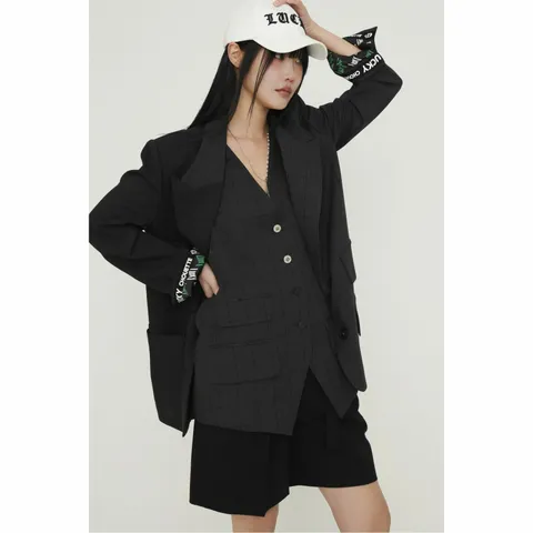 [LUCKY CHOUETTE] Solid MIX Check Vest - LFVAS25210GYD