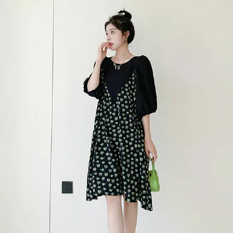 원피스 OPS 홈웨어 여름 여성 루즈핏 그린 하트 미디 +할인쿠폰