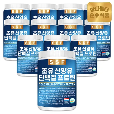 [TV/6+6] 순수식품 초유 산양유 단백질 프로틴 쉐이크 실속형 500g x 12통 / 저분자 콜라겐 파우더