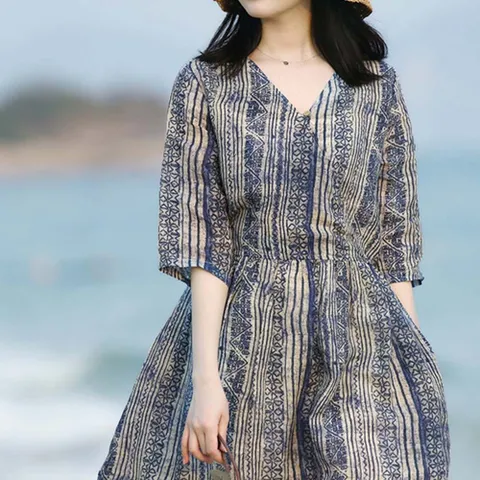 원피스 OPS 브이넥 모시 반팔 휴양지 바캉스 여름 여성