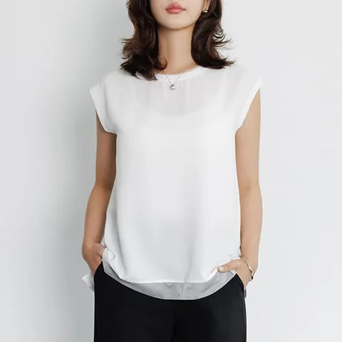 (∼99size)우아메쉬나시블라우스 TBF3329 +할인쿠폰