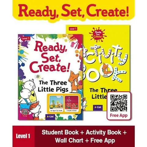 [A List] Ready, Set, Create! 1 - The Three Little Pigs SB+WB (with App QR+Wall Chart)