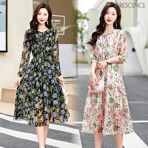 [플러스샵][플로레센스]플로럴밴딩쉬폰원피스(색상선택)