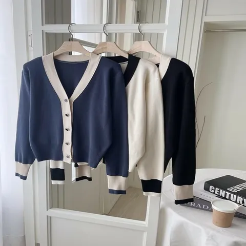 [하프클럽/다잇템]여자 가을니트 비스코스 Y넥 민무늬 가디건