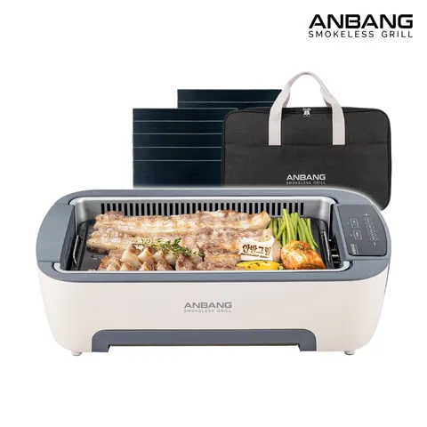 [안방그릴 파워/시즌5] 연기 냄새잡는 전기그릴+가방+파워크린 필터10개 (AB901MF) - 현대Hmall