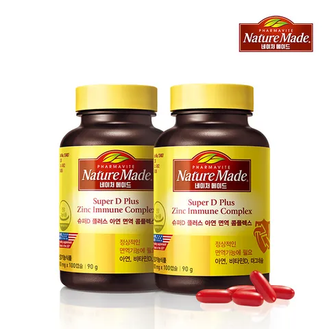 [네이처메이드] 슈퍼 비타민D 플러스 아연 면역 콤플렉스 (100캡슐/100일분) 2팩 +쇼핑백
