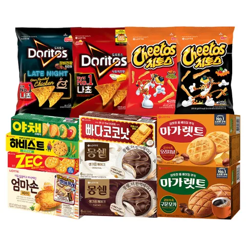 롯데 인기 과자 몽쉘 도리토스 치토스 빠다코코낫 등 13종 8개 골라담기