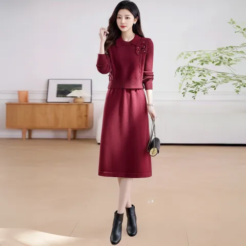 [플러스샵][쉐바] 큐빅베스트니트+앙상블원피스