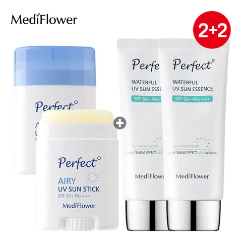 메디플라워 퍼펙트 에어리 유브이 선스틱x2+워터풀 선에센스x2