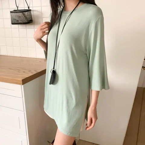 |KHTA523|여성 루즈핏 사이드 슬릿 심플 롱 티셔츠 +할인쿠폰