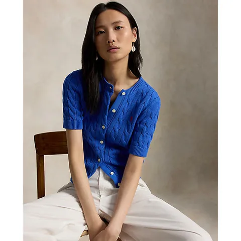 [현대백화점] 폴로 랄프 로렌 여성 케이블 니트 코튼 숏 슬리브 카디건(WMPOSWENDW20588400)