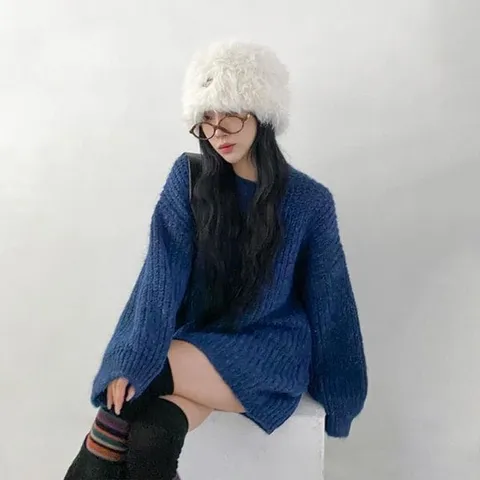 [하프클럽/다잇템]여자 FW 박시핏 알파카 울 여성스러운 니트