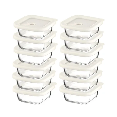 내열오븐유리 촉촉한 즉석한끼용기(정사각형 320mlx6p)-2개 밥용기 유리용기 냉동밥보관 찜기 반찬통