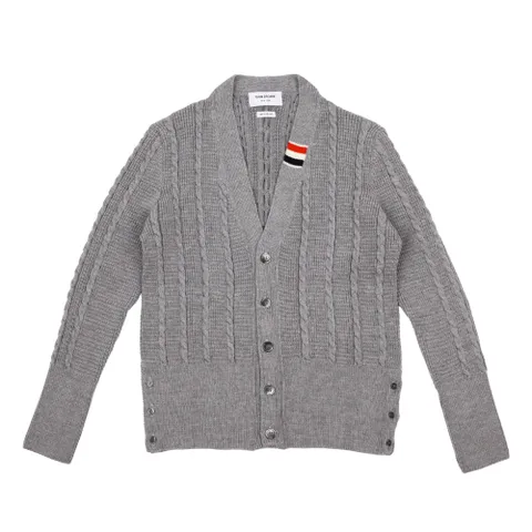 톰브라운 울 릴랙스 브이넥 케이블 가디건 MKC513A-Y1024 055 (LIGHT GREY)