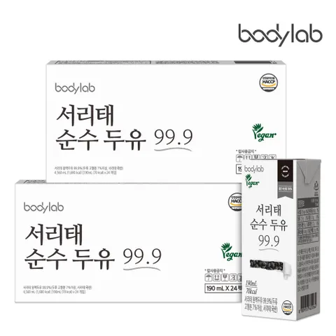 바디랩 서리태 순수두유 99.9 190ml 24팩 x 2박스(총 48팩)