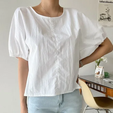 [하프클럽/다잇템]여자 SS 카라없는 통소매 바스락 블라우스