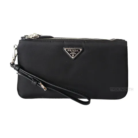 [프라다] 24SS 여성 1MB045 2DMV F0002 삼각 로고 리나일론 더블 클러치 백 블랙 +할인쿠폰