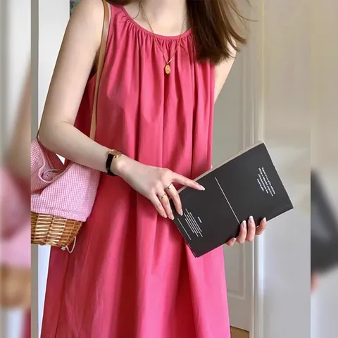 [무드무드] 플레어 핑크 민소매 원피스 +할인쿠폰