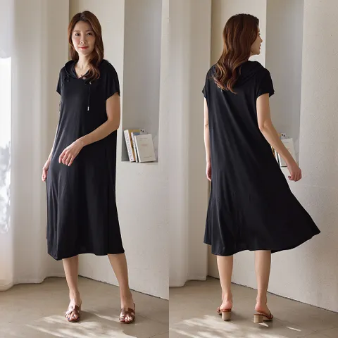 [우일인견] 빅사이즈 소프트스판 후드 롱 원피스 +할인쿠폰