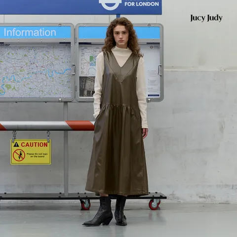 [쥬시쥬디] J레더라이크민소매롱원피스 JYOP621F +할인쿠폰