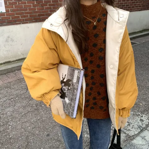 자켓 재킷 점퍼 아우터 배색 리버시블 패딩 양면 숏 여자 겨울 +할인쿠폰