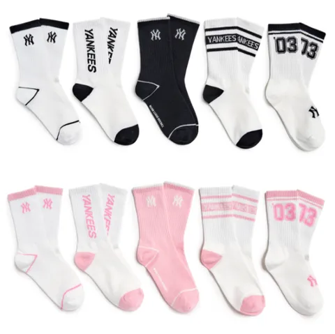 [현대백화점] [MLB키즈DB] 베이직 로고 일대일 양말 5번들(7ASOB125) +할인쿠폰