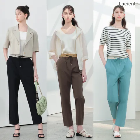 [런칭가 89900원] 라씨엔토 24SS 컬러 블록 나일론 블렌딩 밴딩 팬츠 3종 - 현대Hmall